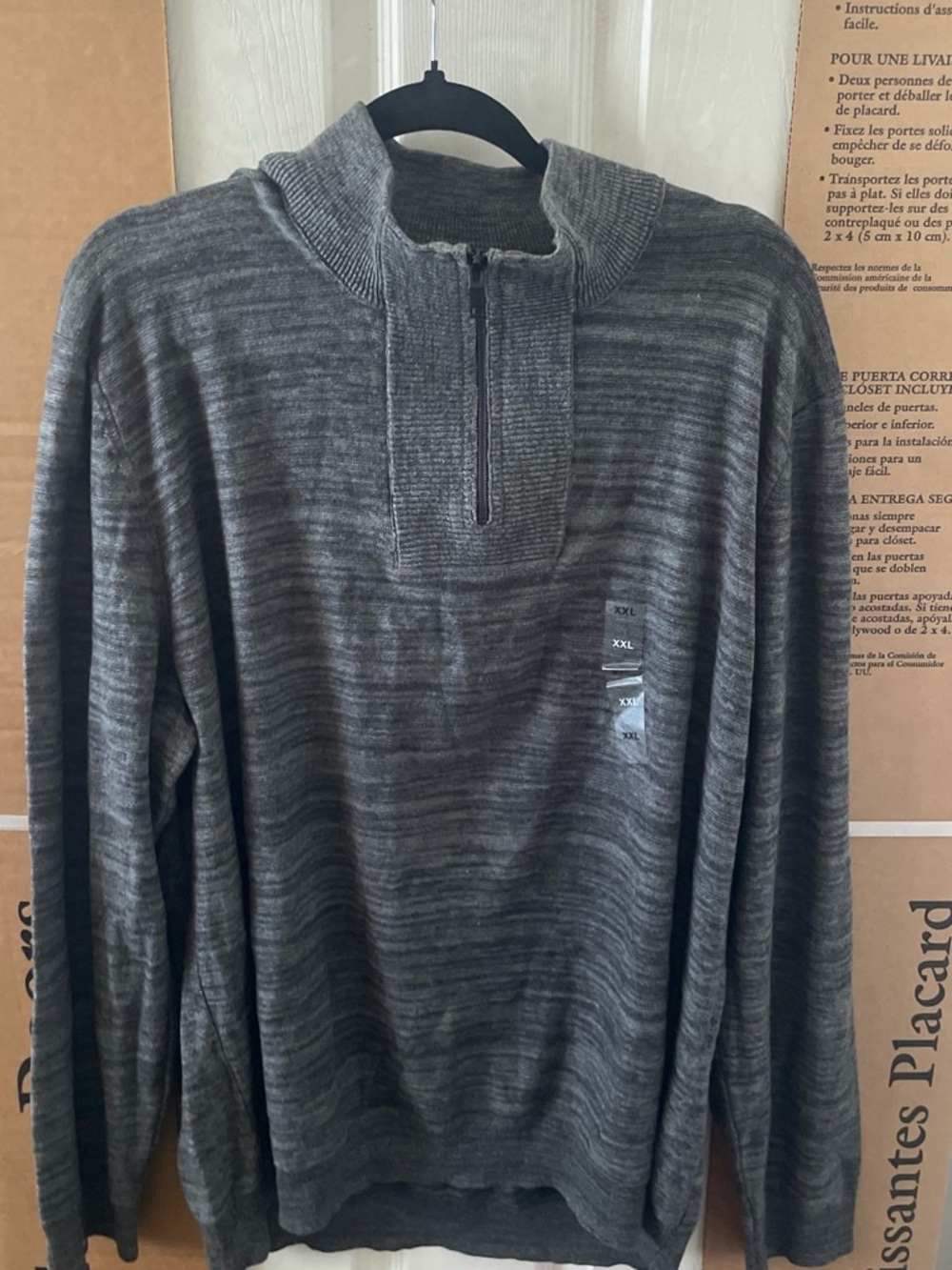 Alfani Men's Gray Striped Half-Zip Sweater